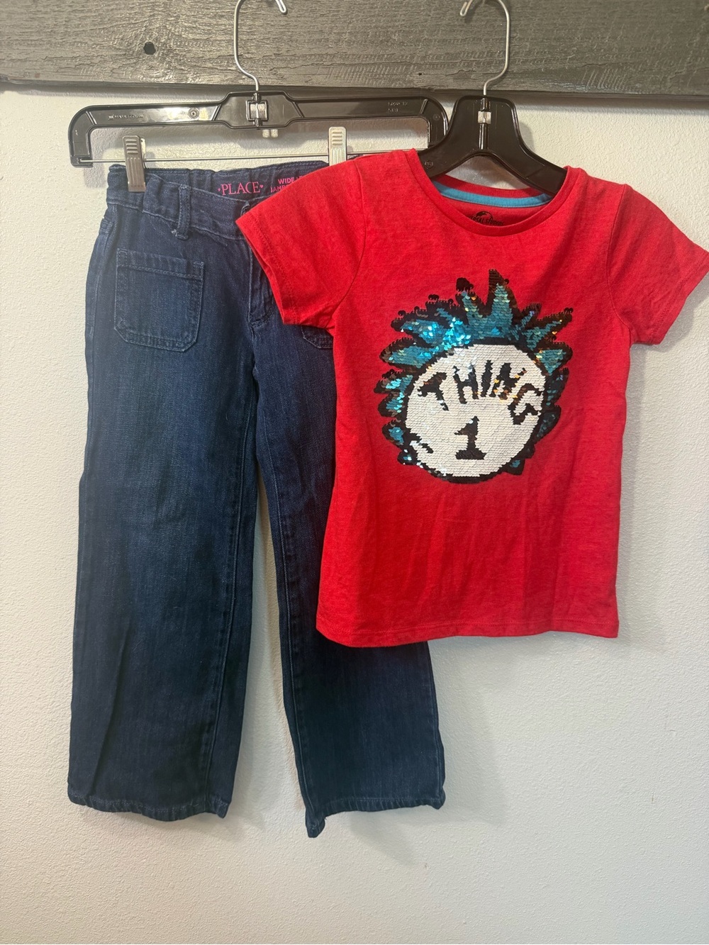 The Children's Place Jeans and Red 'Thing 1' Sequin Tee for Kids